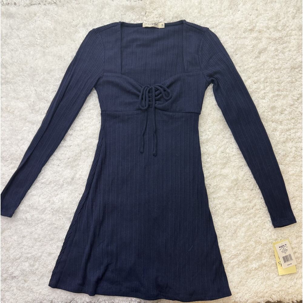 Live To Be Spoiled Midi Shirt Dress Womens Small Navy La Mamba‎